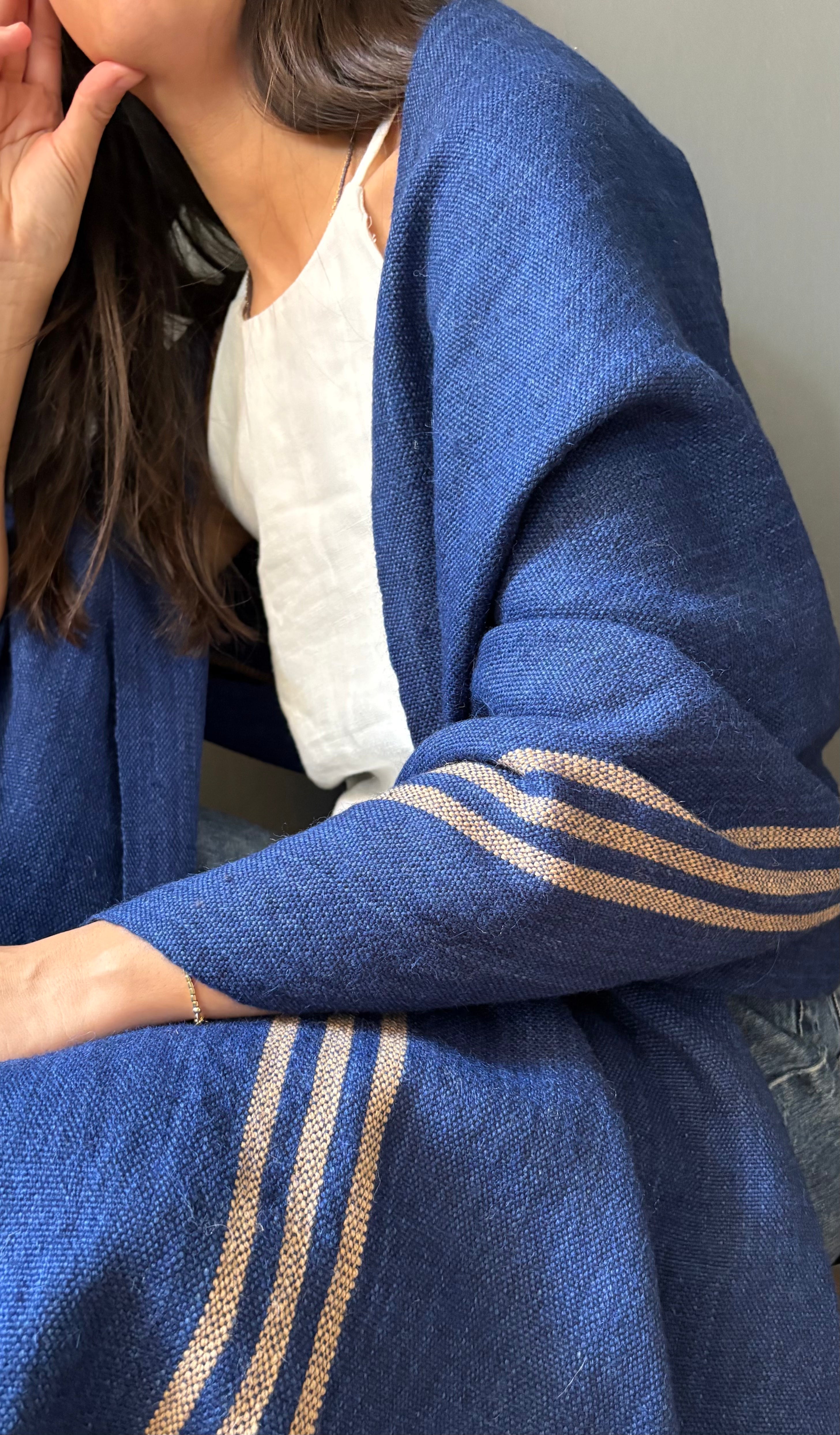 Echarpe 100% Alpaca Azul marino