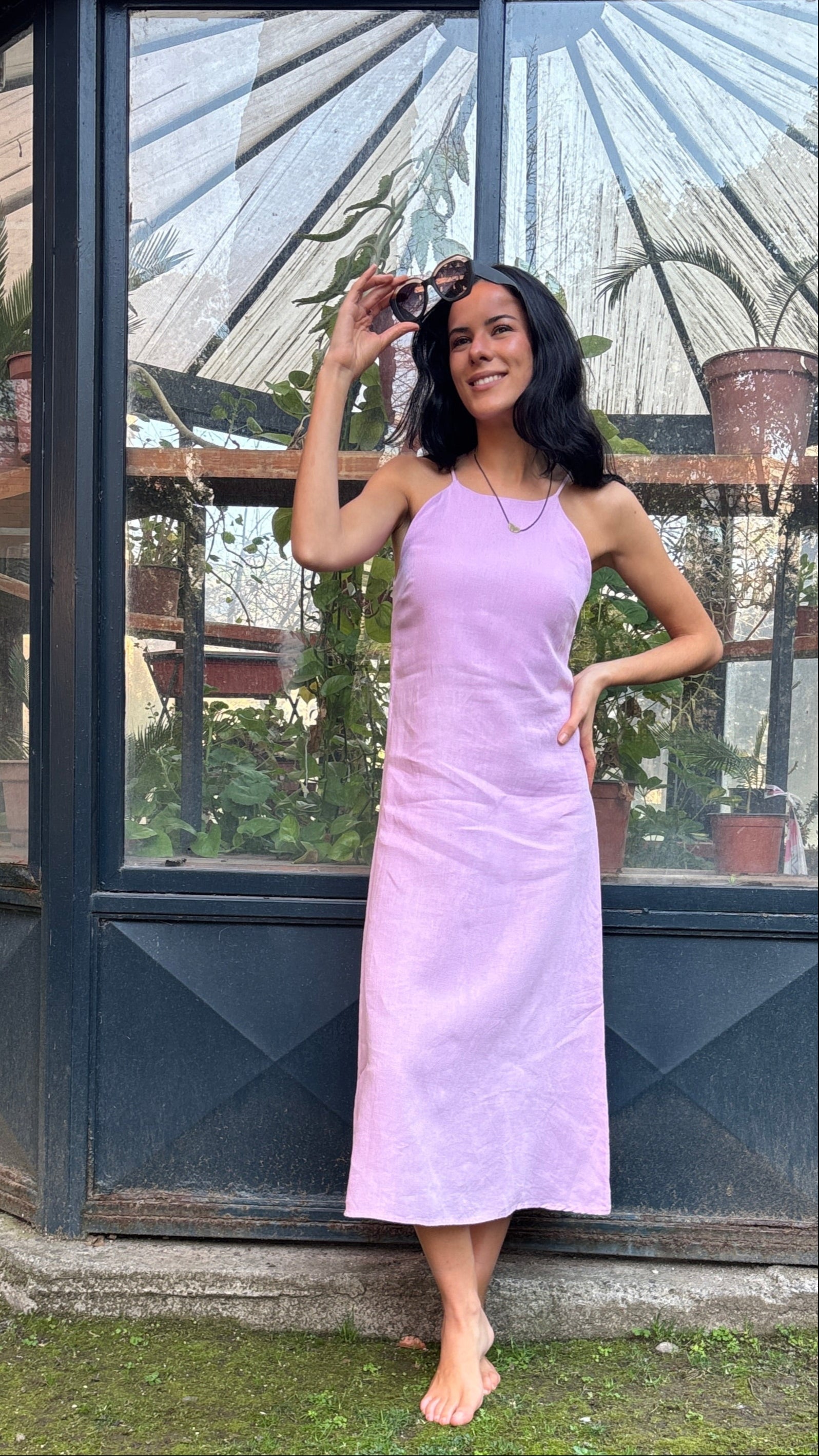 Vestido Dalia Rosado 100% Lino