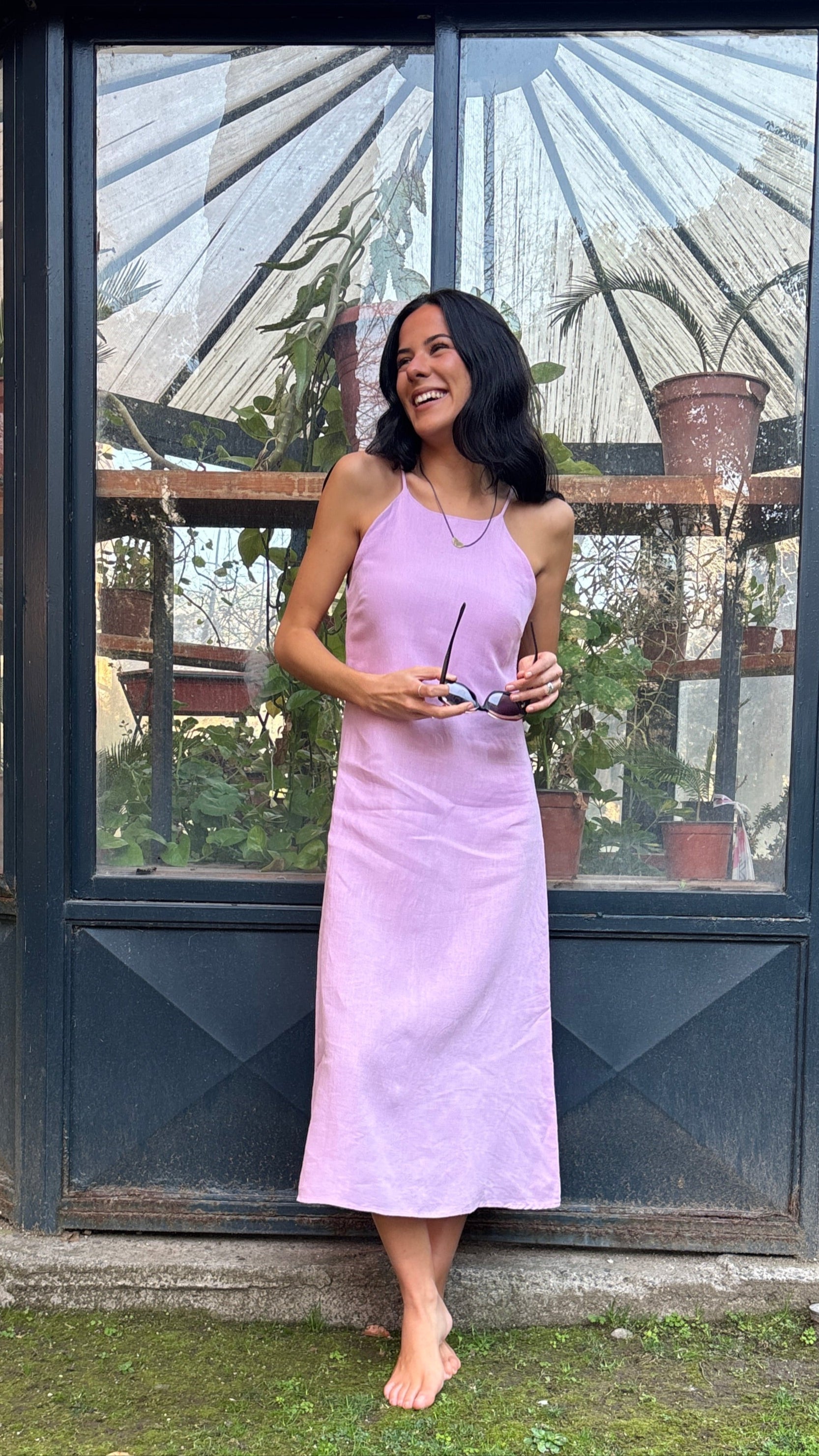 Vestido Dalia Rosado 100% Lino