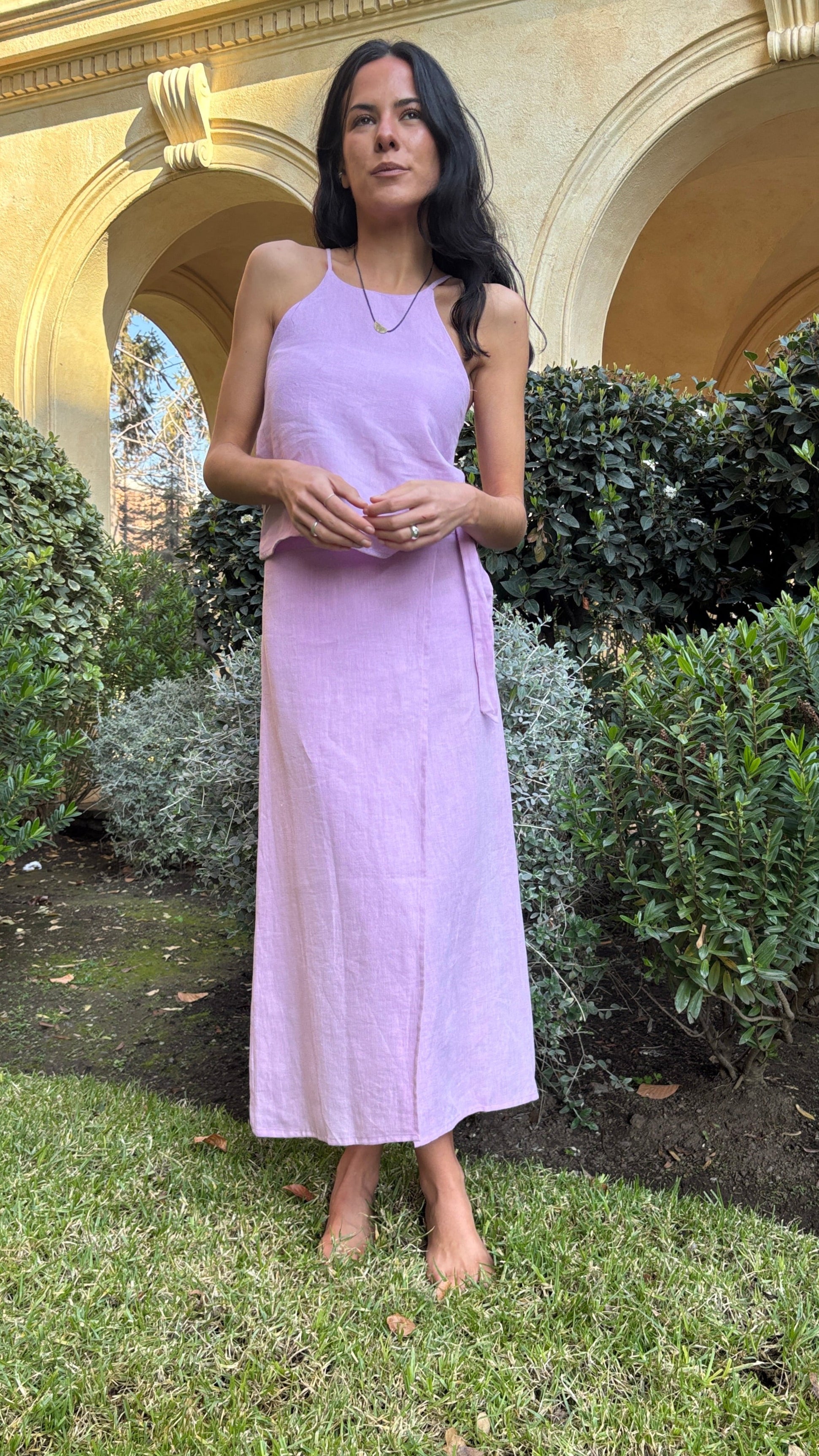 Pollera Silvestre Rosada 100% Lino