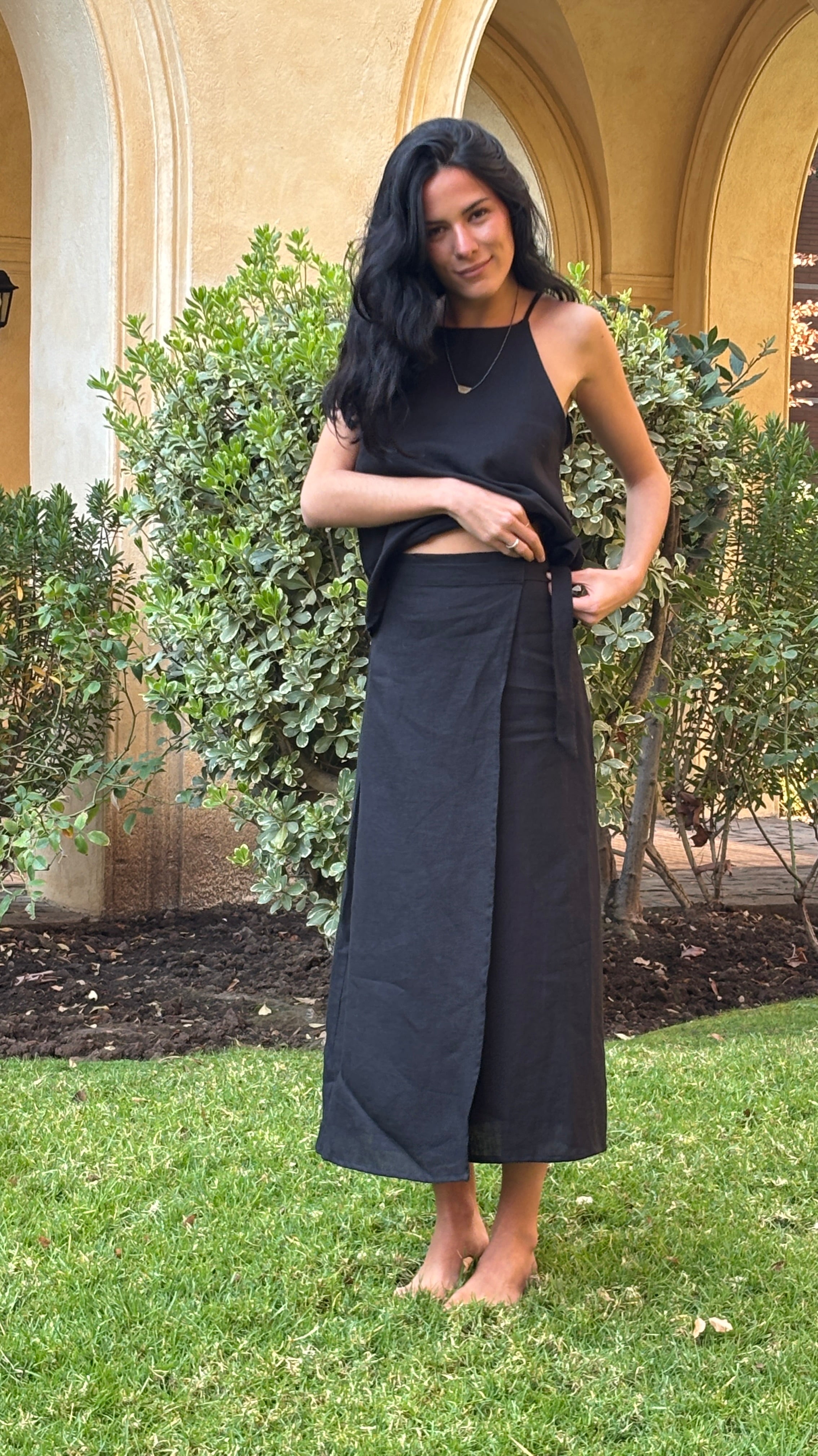 Pollera Silvestre Negro 100% Lino