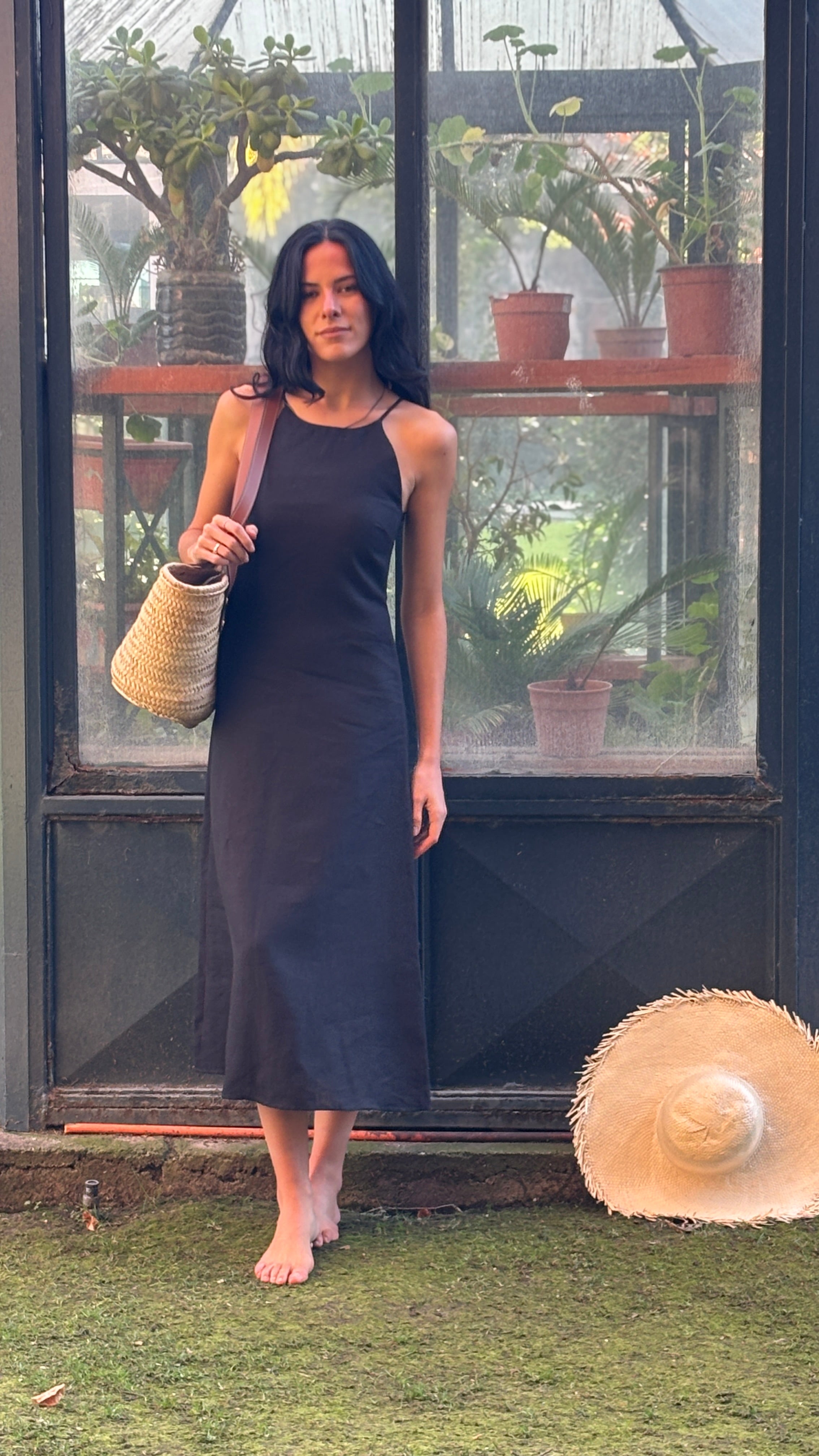 Vestido Dalia Negro 100% Lino