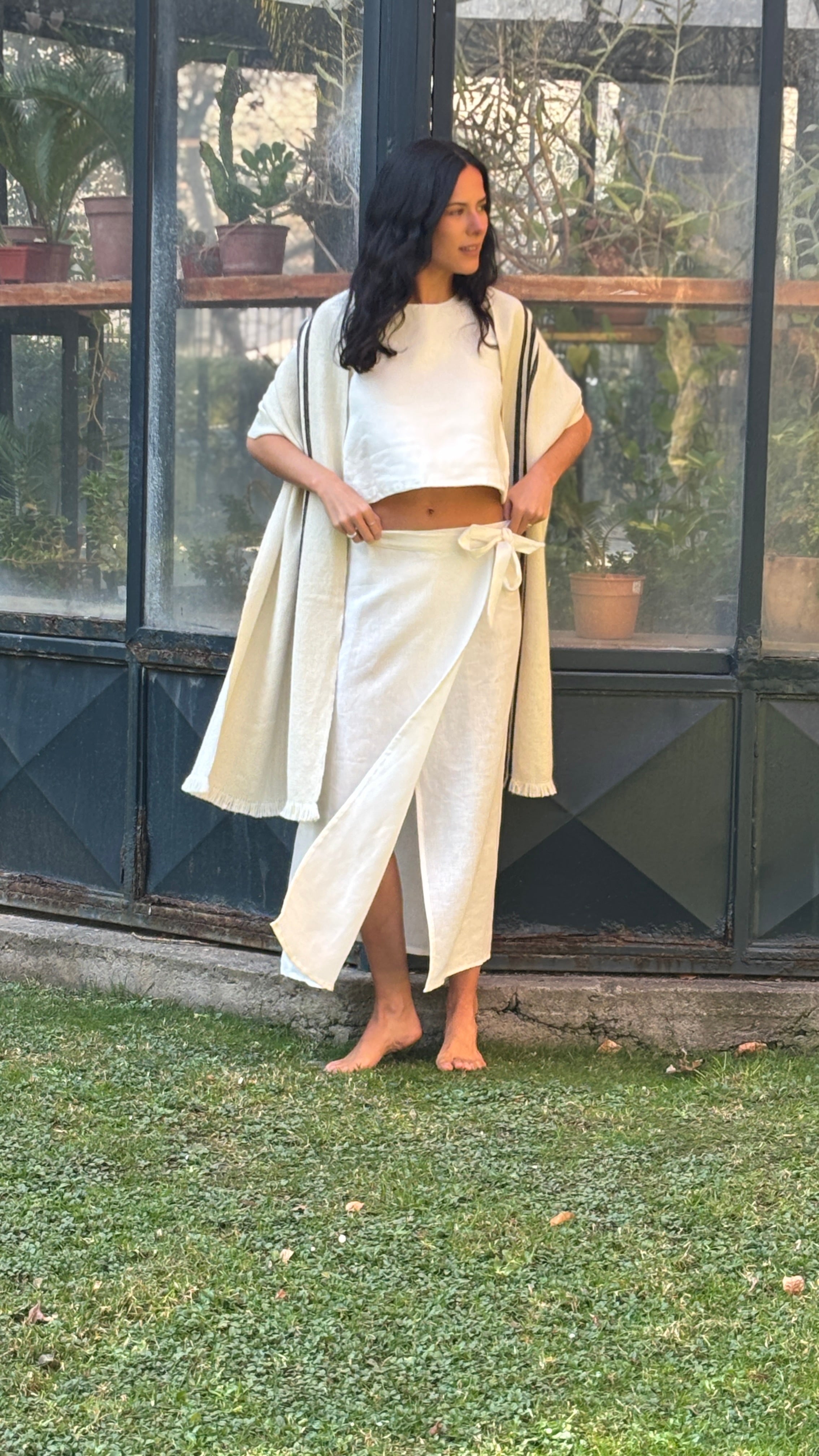 Pollera Silvestre Blanco 100% Lino