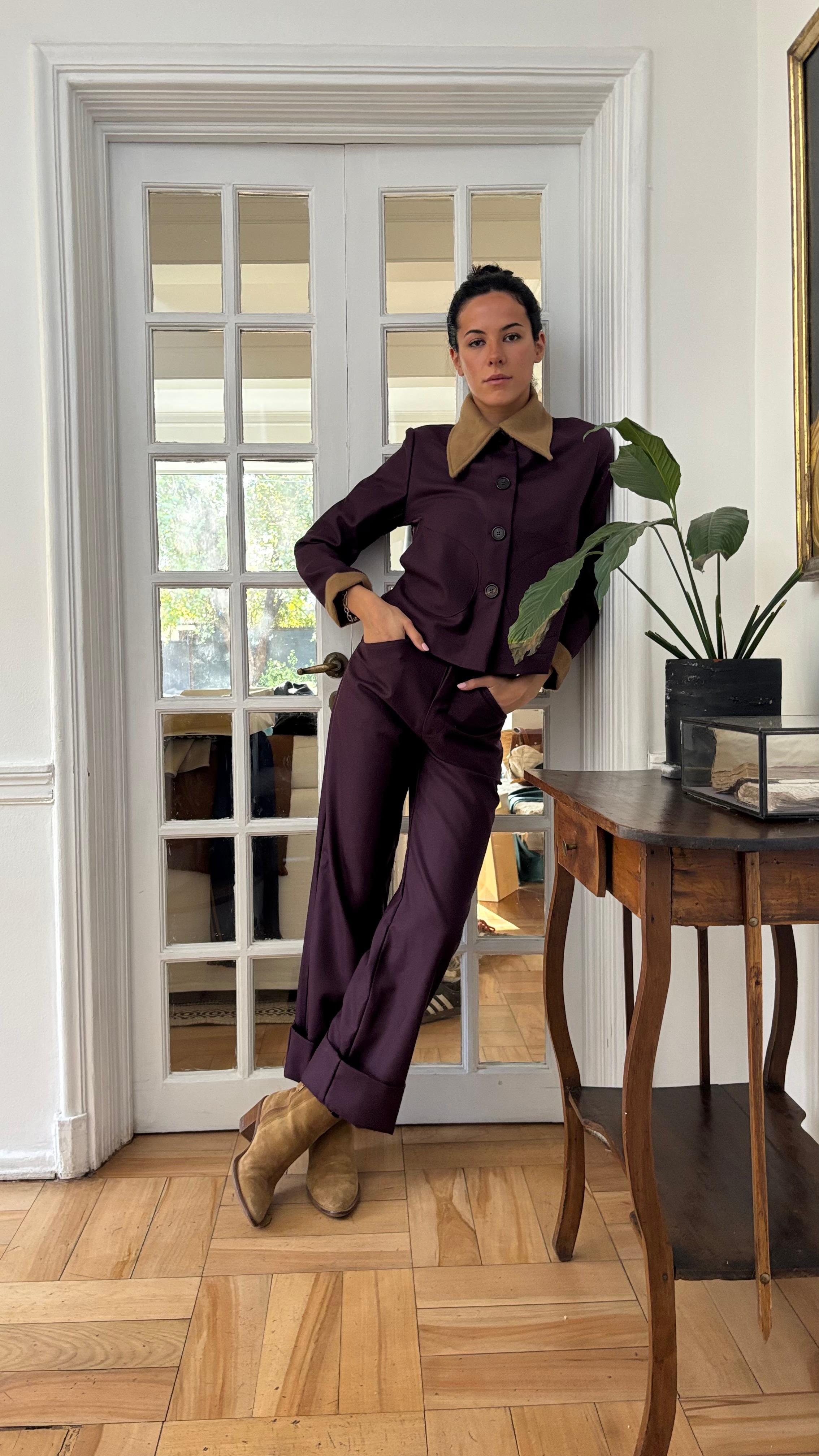 Pantalon 100% Lana de Merino Morado