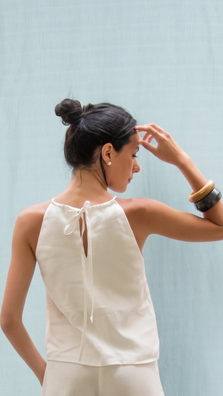 Top Lino Halter | Blanco