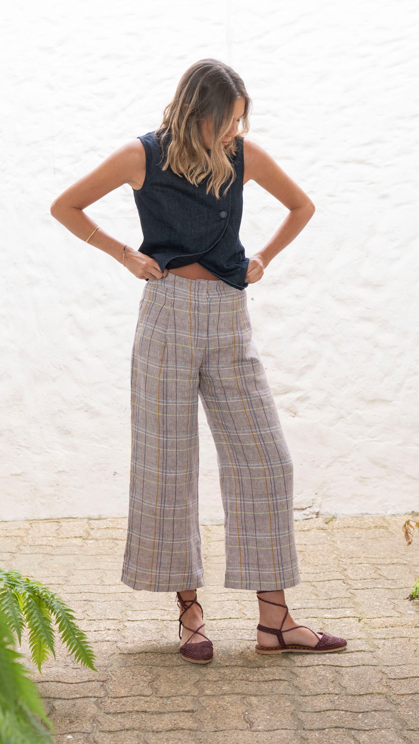 Pantalón Sauce Lino - Escocés