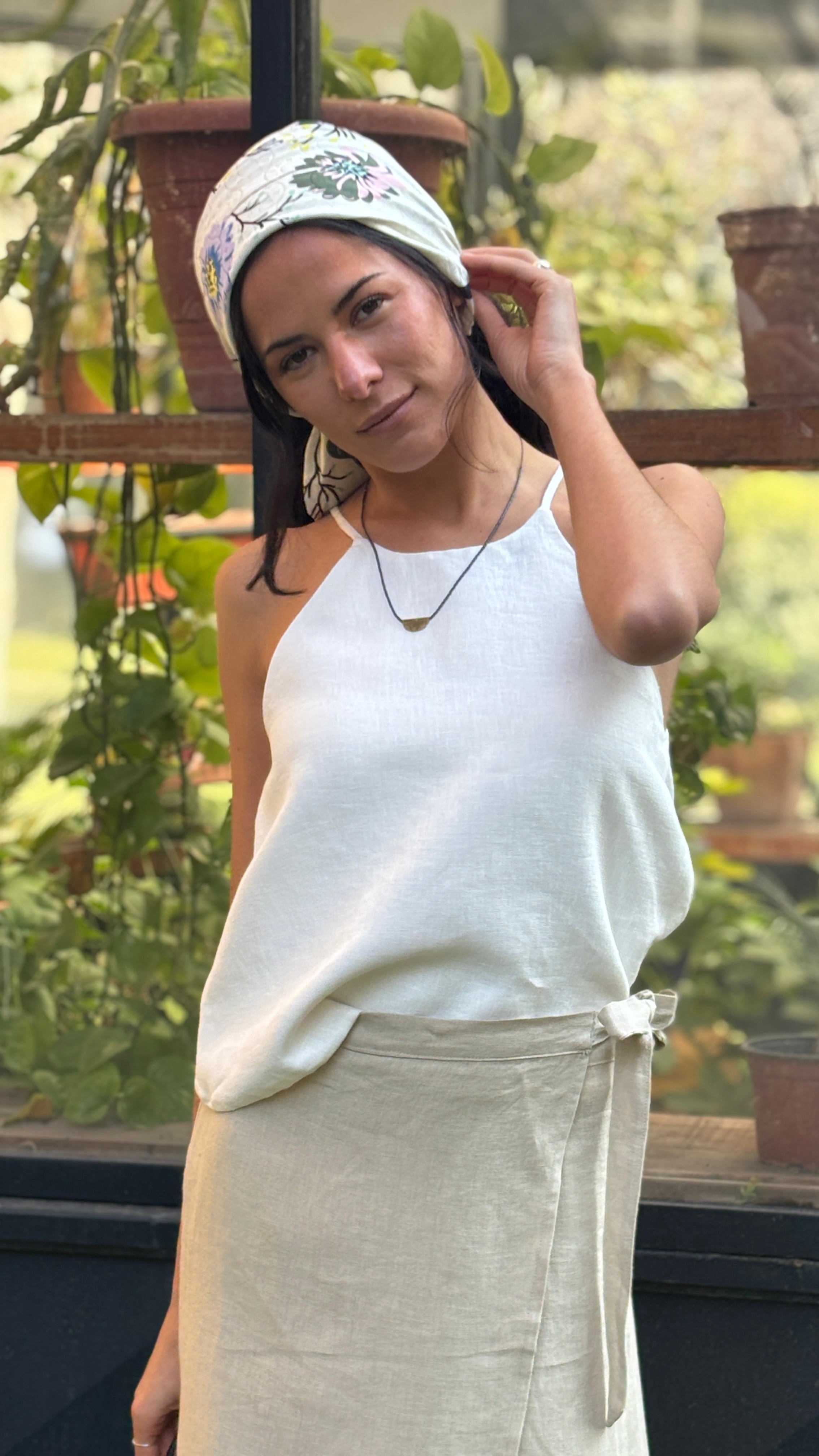 Top Jacinto Blanco 100% Lino