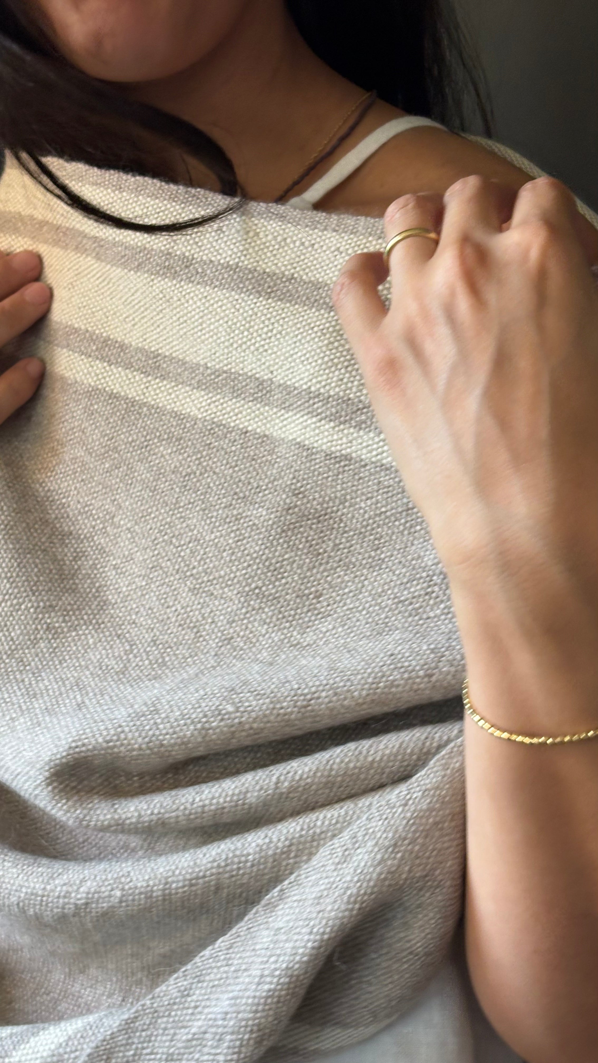 Echarpe 100% Alpaca arena con rayas crudo