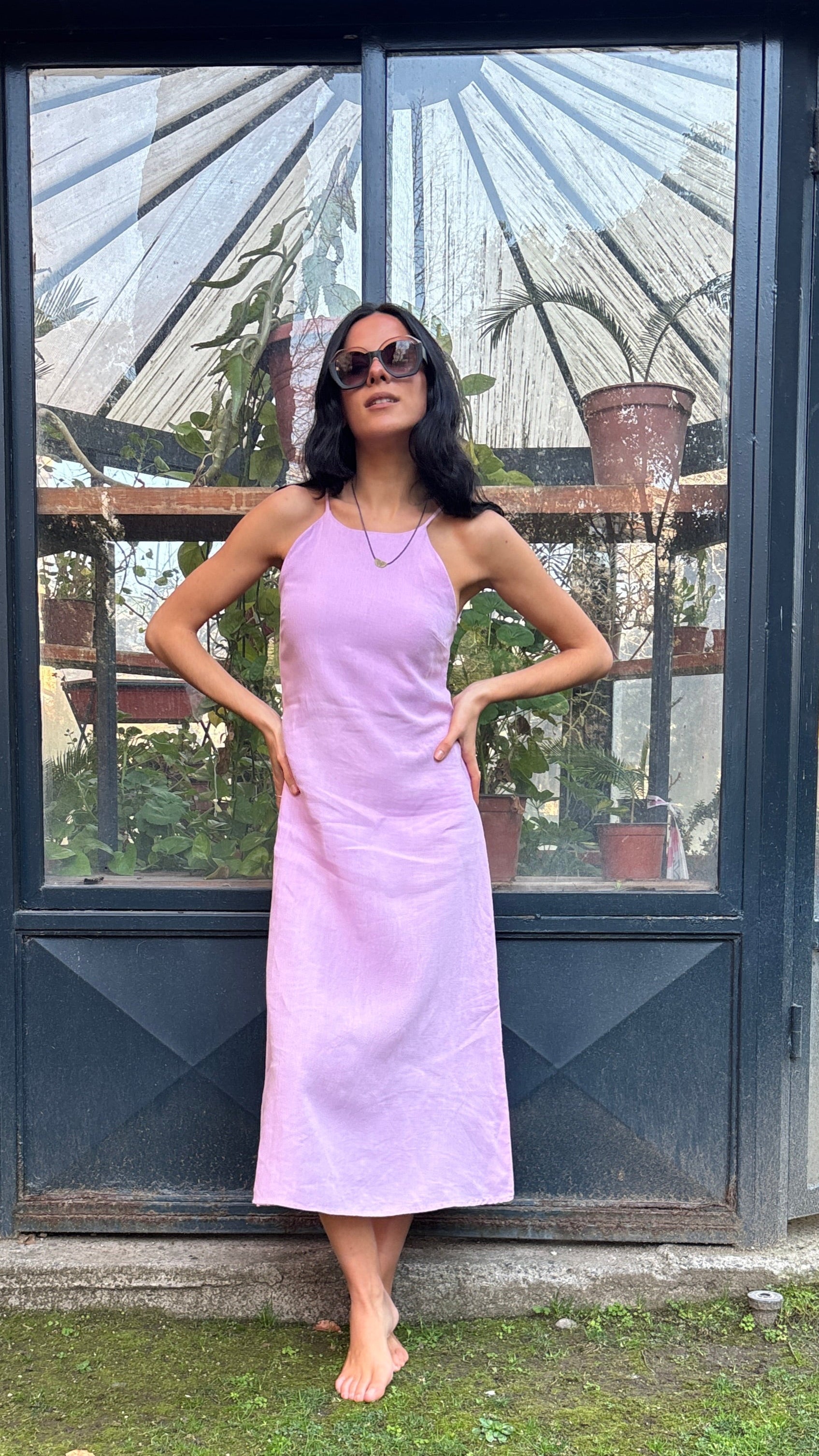 Vestido Dalia Rosado 100% Lino