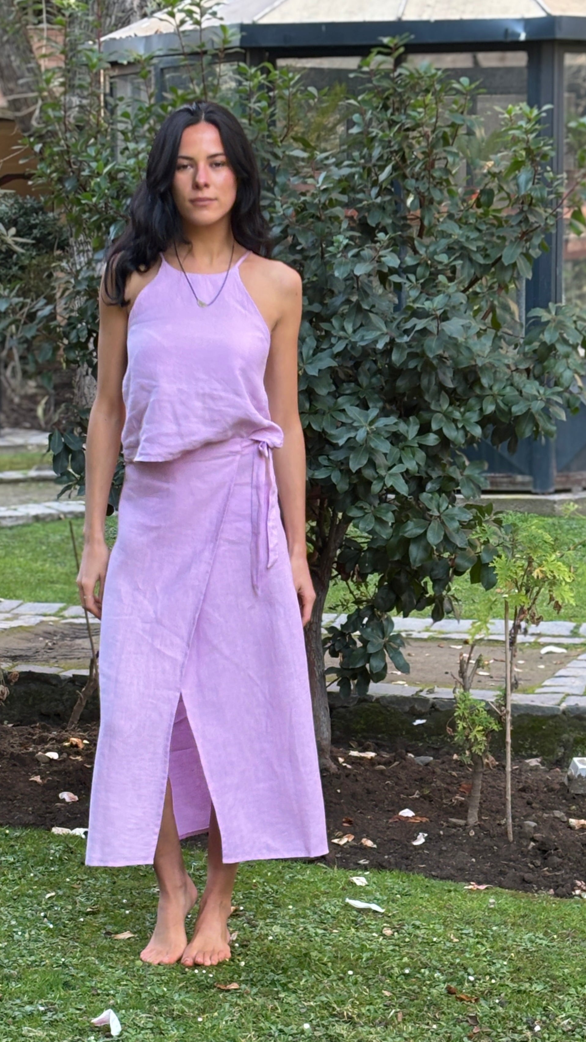 Pollera Silvestre Rosada 100% Lino