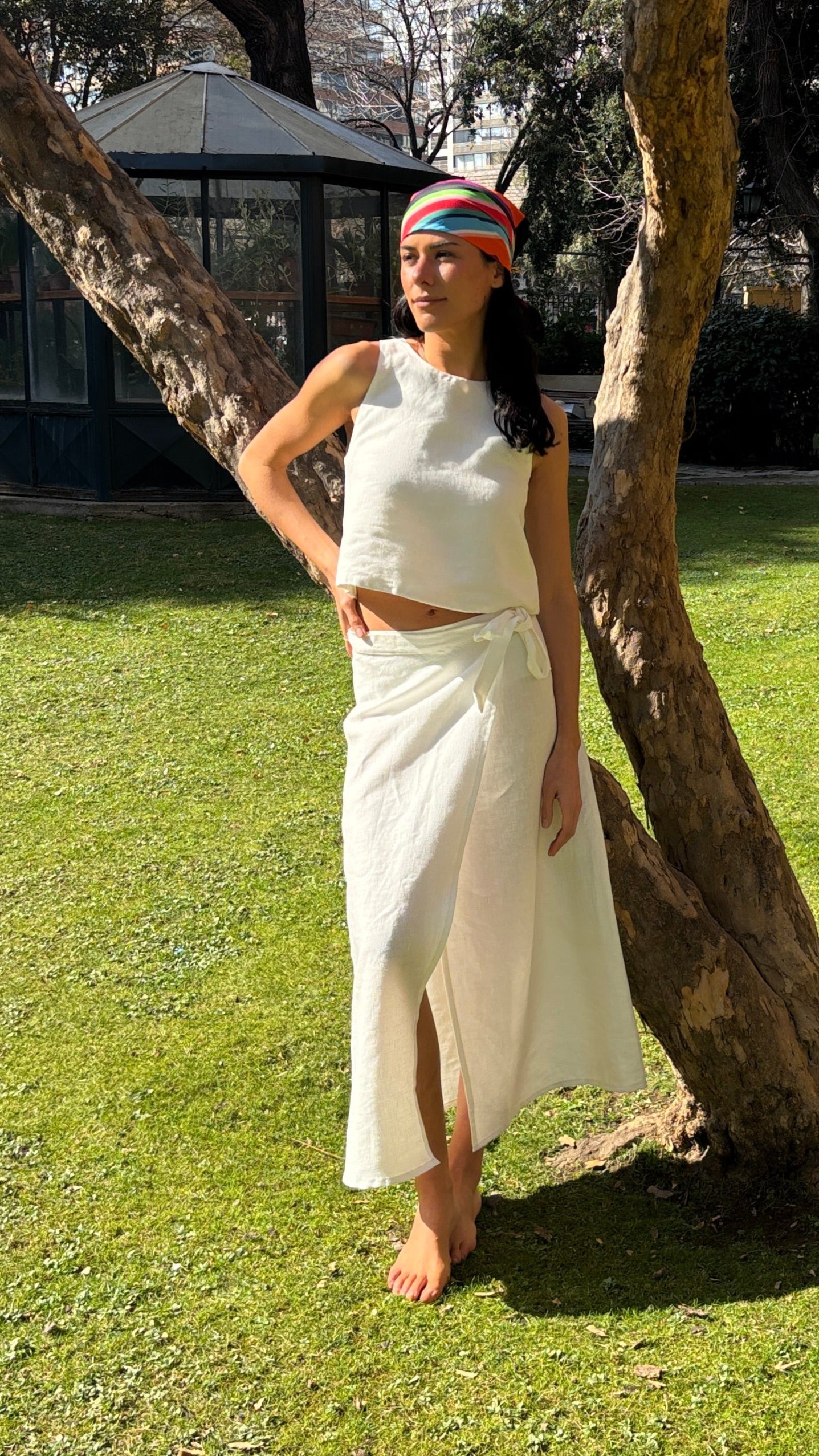 Pollera Silvestre Blanco 100% Lino