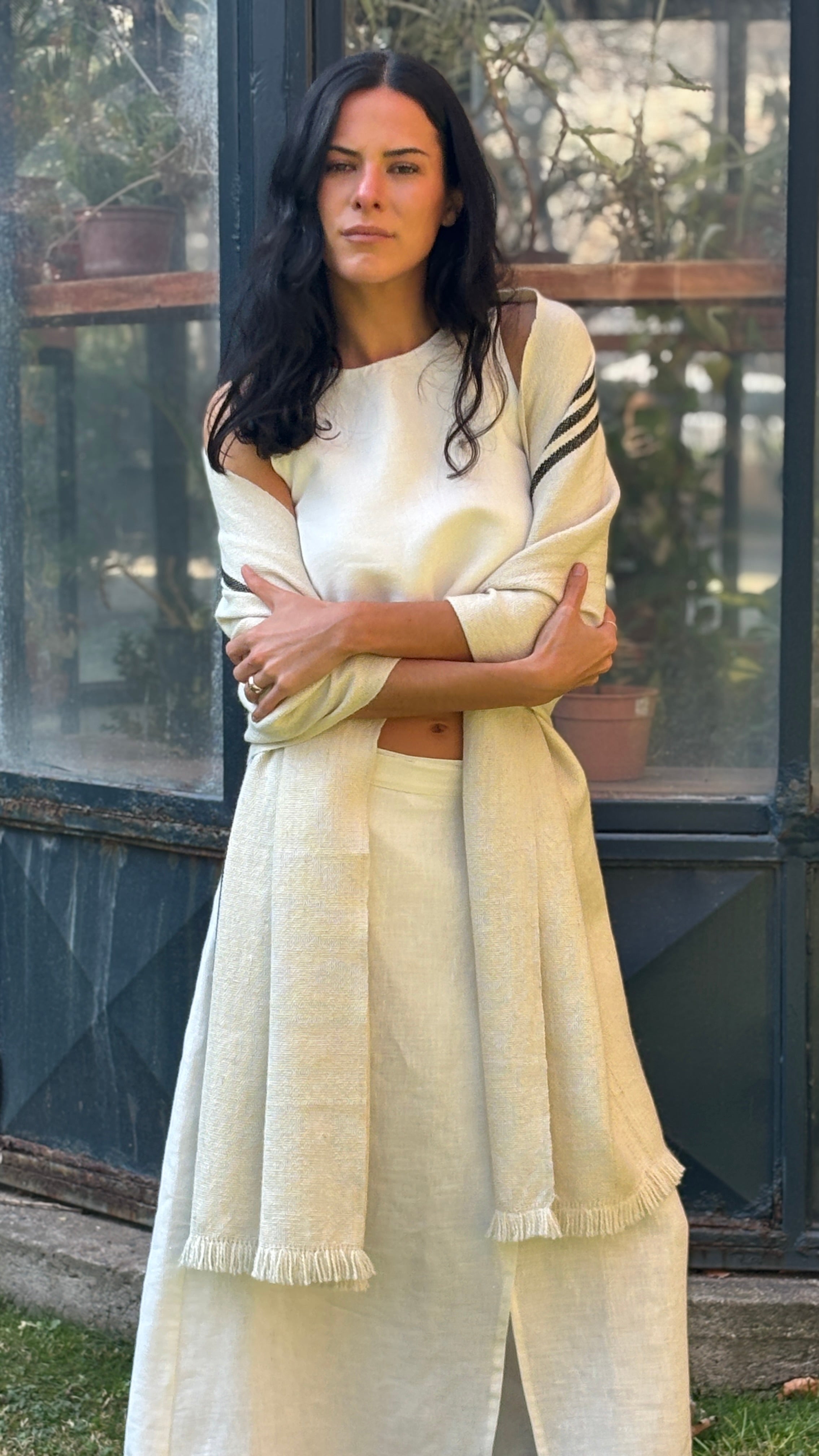 Echarpe 100% Alpaca Blanco