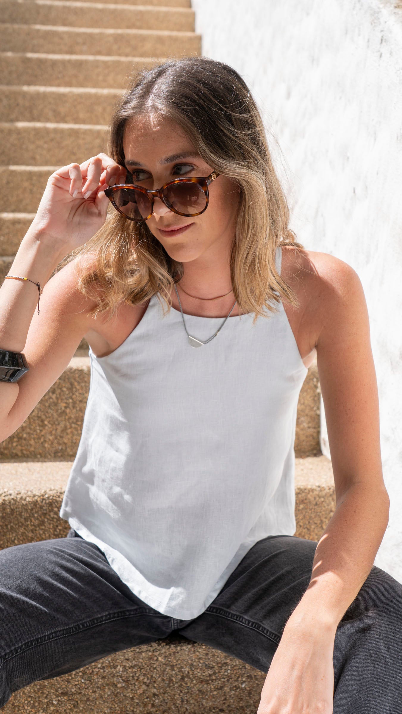 Top Brisa Lino - Celeste