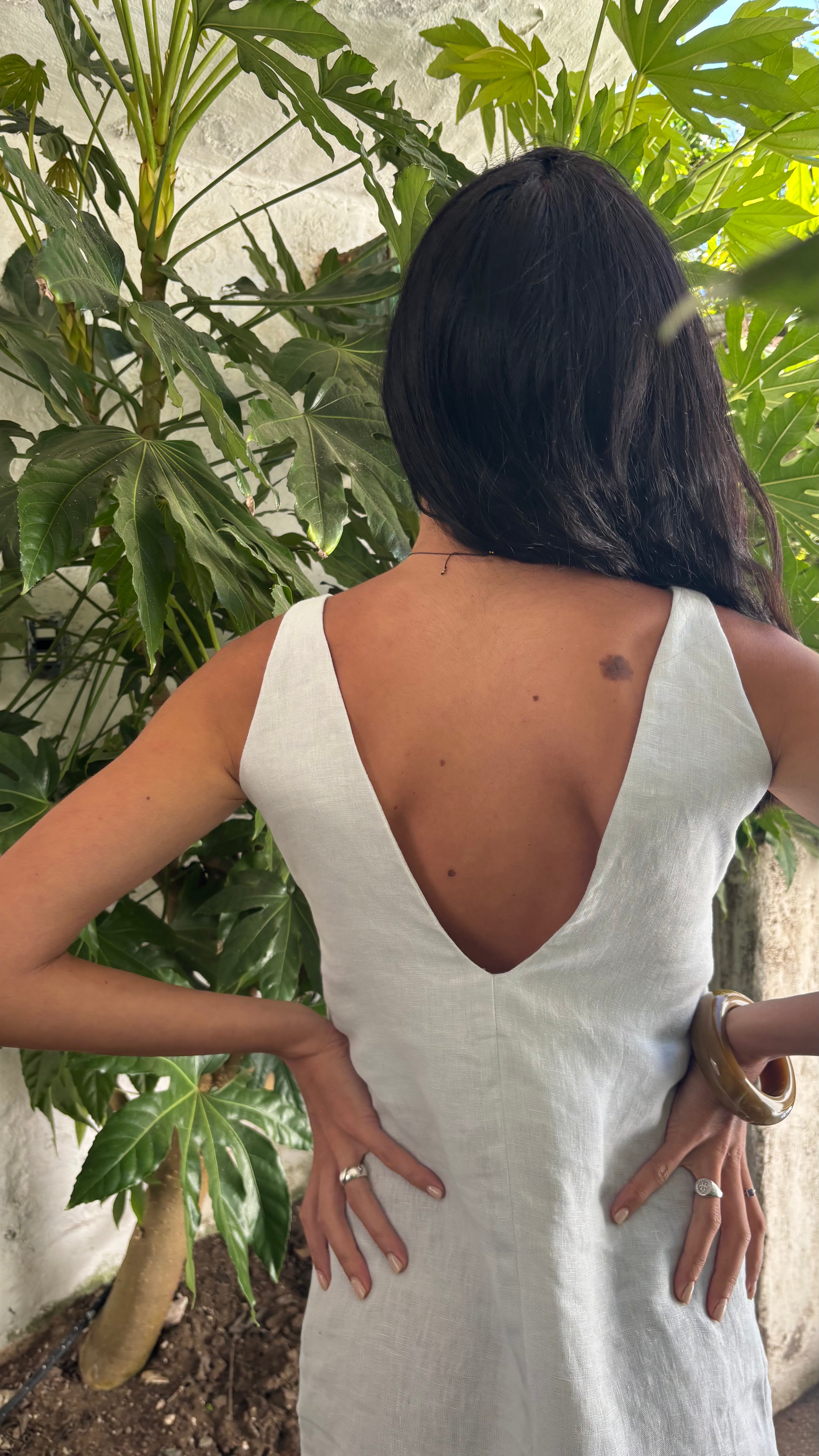 Vestido Vela Lino - Celeste