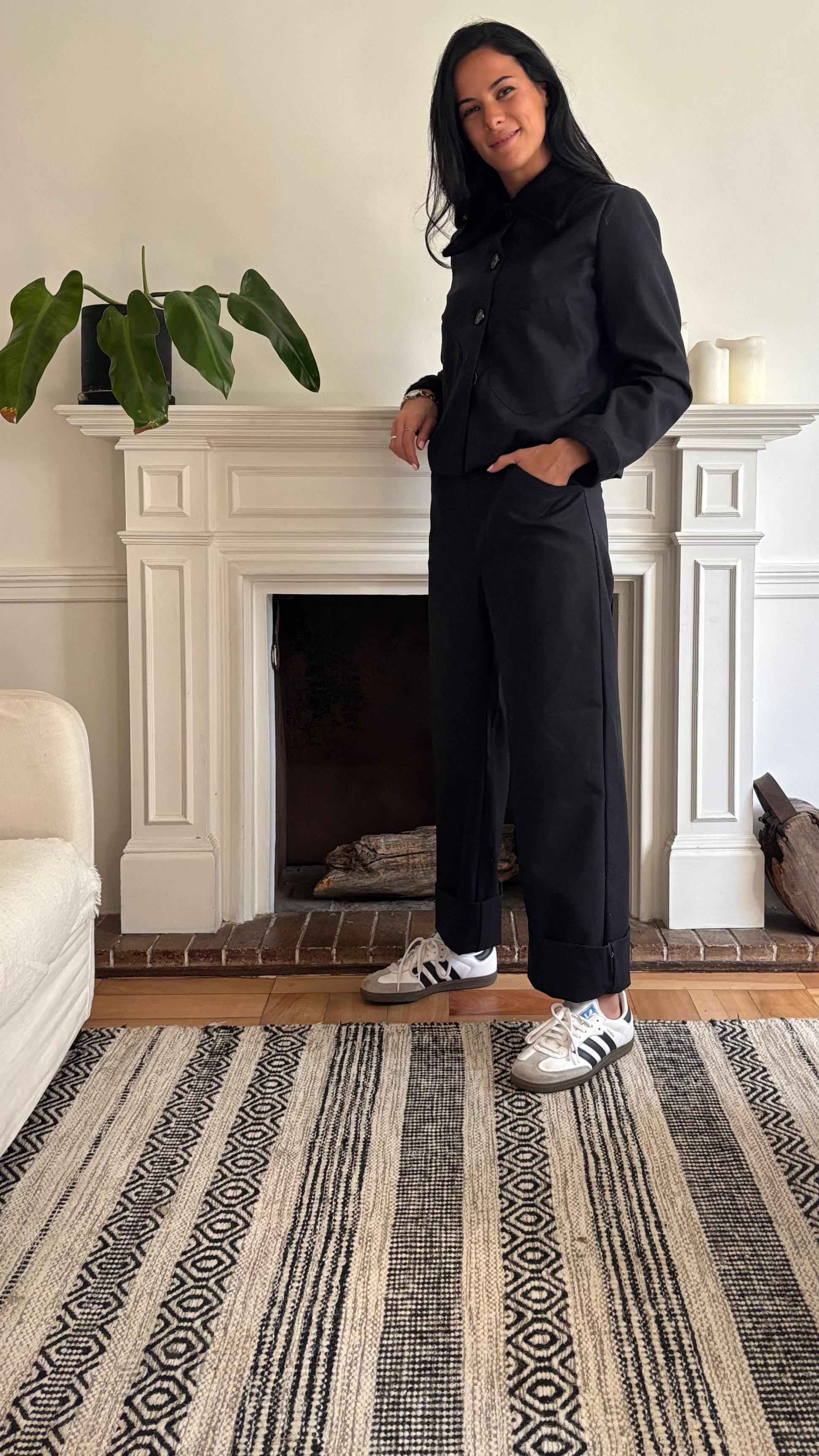 Chaqueta 100% Lana de Merino y Cuello Baby Alpaca Negro