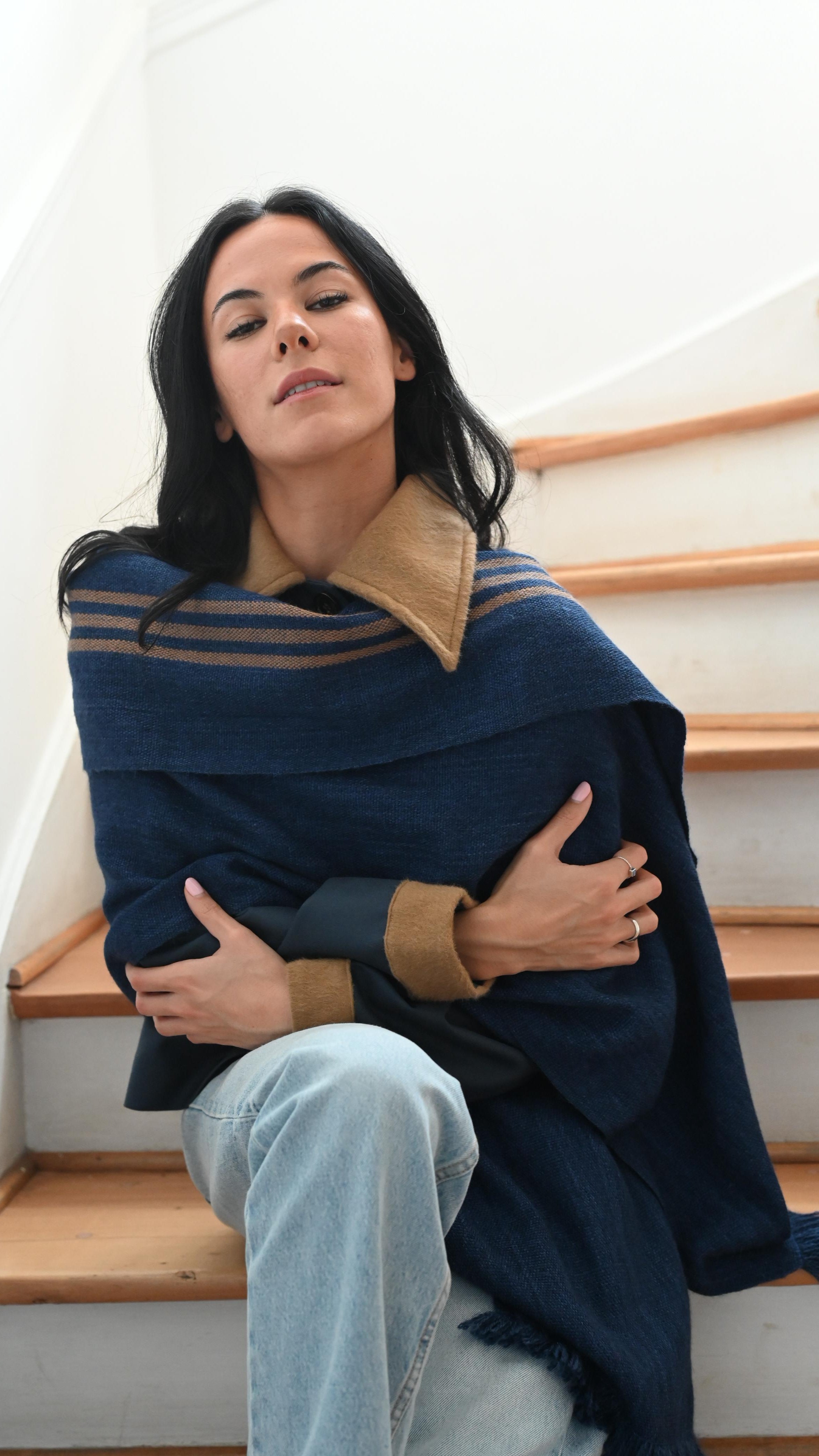 Echarpe 100% Alpaca Azul marino