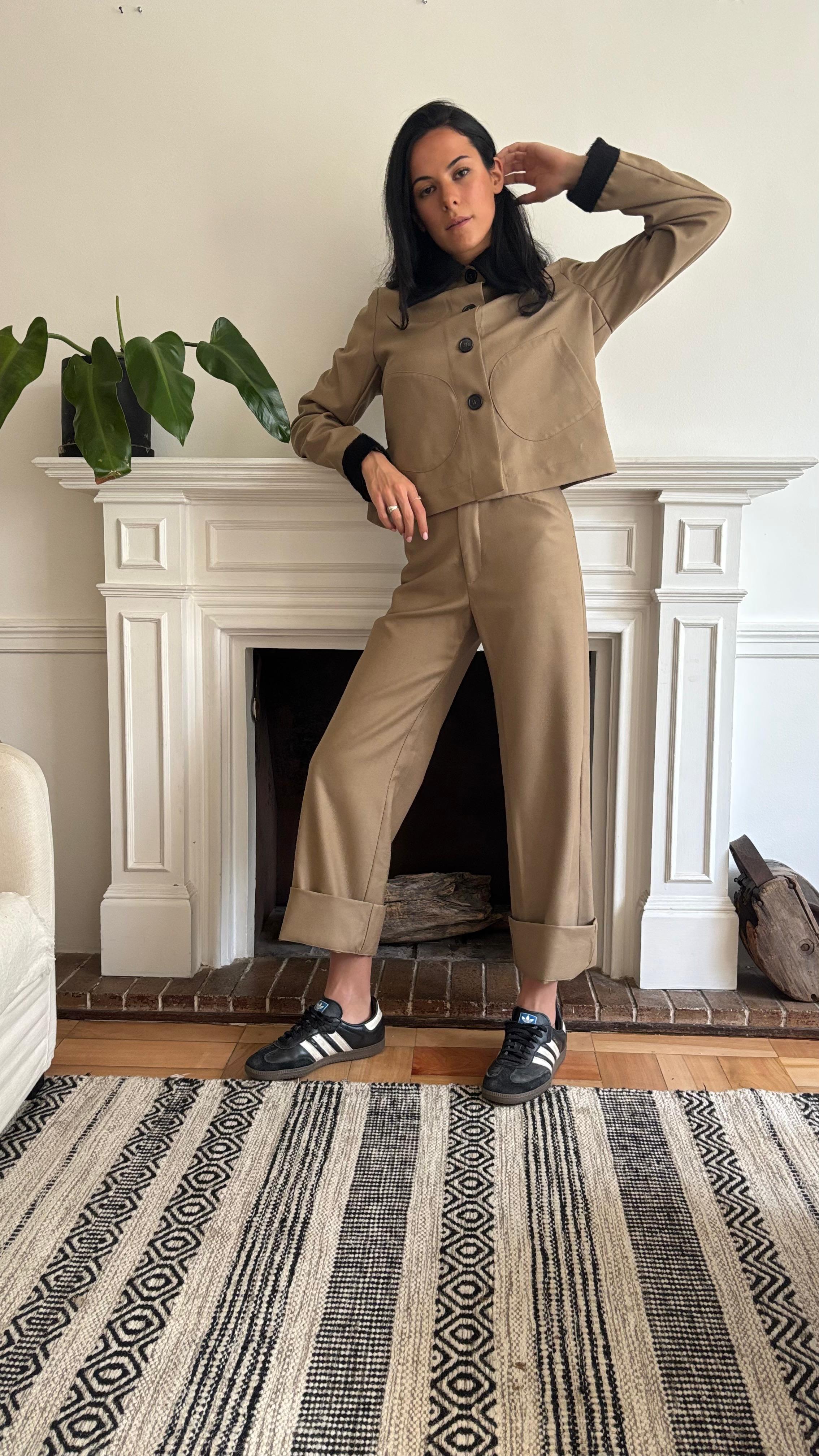 Pantalon 100% Lana de Merino Beige