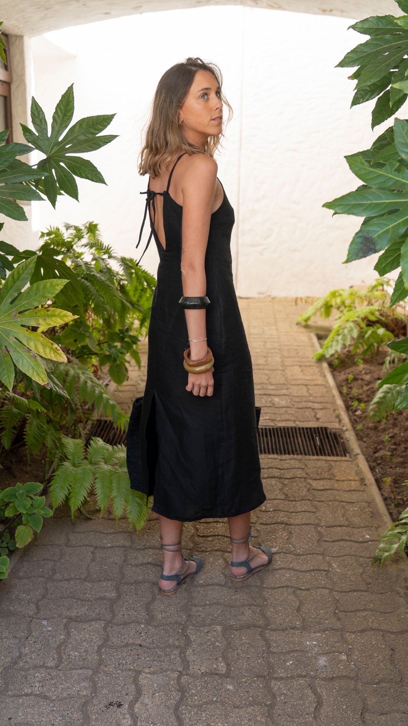 Vestido Costa Lino - Negro